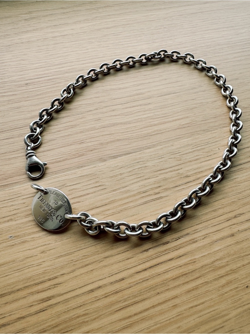 Tiffany & Co. Sterling Silver Oval Tag Choker Necklace Please Return to Tiffany - Picture 3 of 8